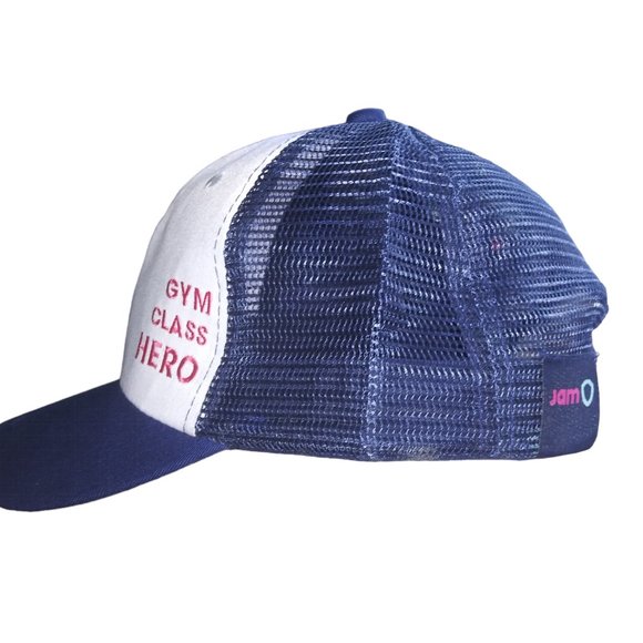 GYM CLASS HERO Navy Blue Mesh Trucker Baseball Hat JAM Adjustable Snapback Cap - Picture 2 of 7